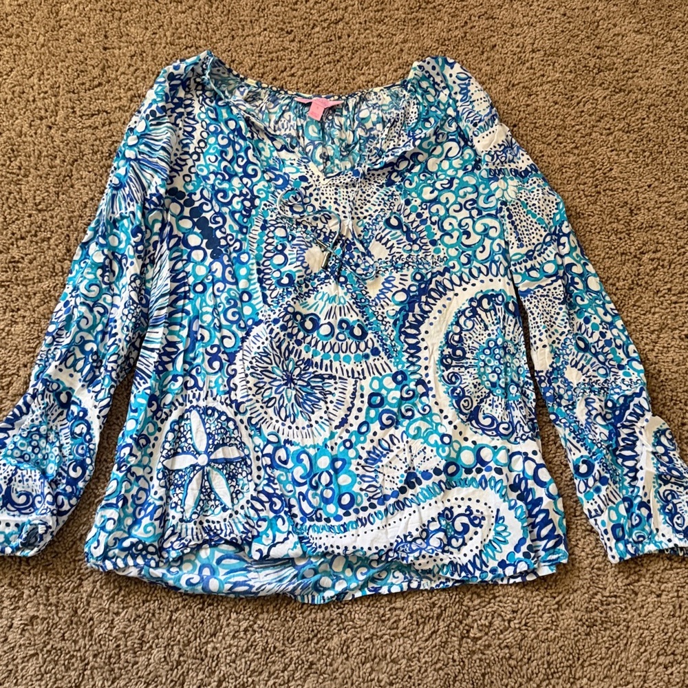 Lilly Pulitzer  small blue and white top
